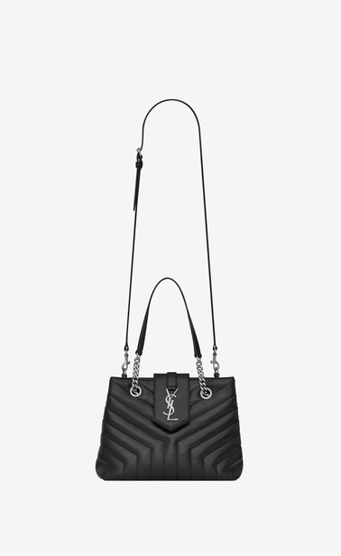 SAINT LAURENT Monogramme Loulou Woman Small LOULOU shopping bag in black “Y” quilted leather b_V4